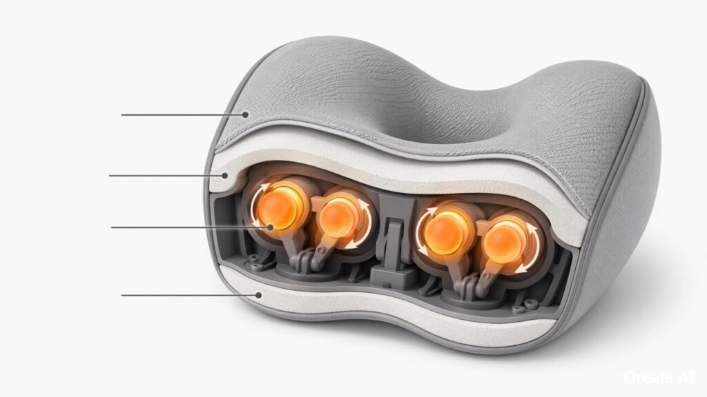shiatsu heated neck massager pillow diagram